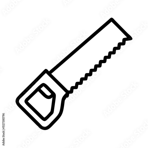 Hand saw icon in black outline style on white background