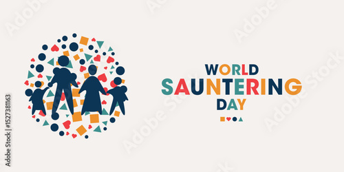 World Sauntering Day, Colorful Poster, Banner Design Template.