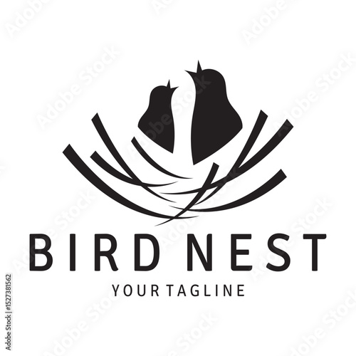 bird nest logo icon illustration design template, for bird farm, bird business, bird house, bird conservation with modern minimalist vector concept