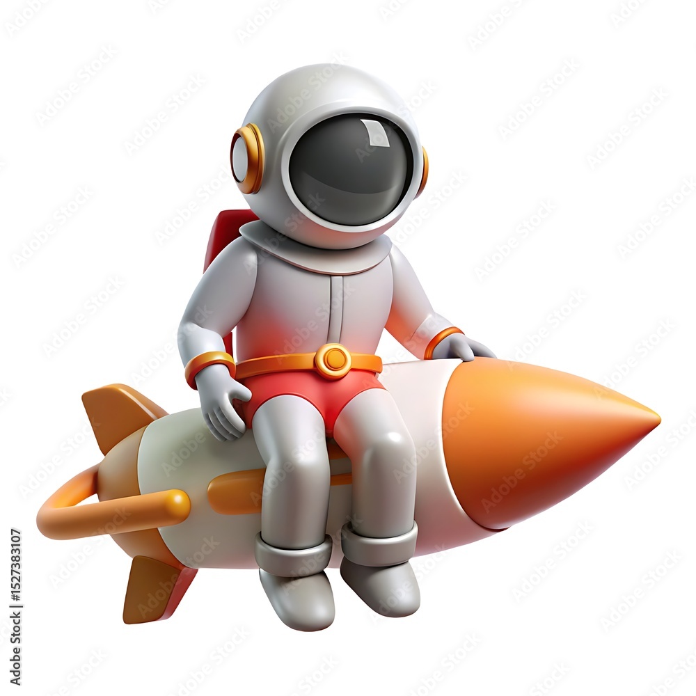 3d cartoon astronaut on rocket isolated on white background 3d cartoon astronaut on rocket isolated on white background