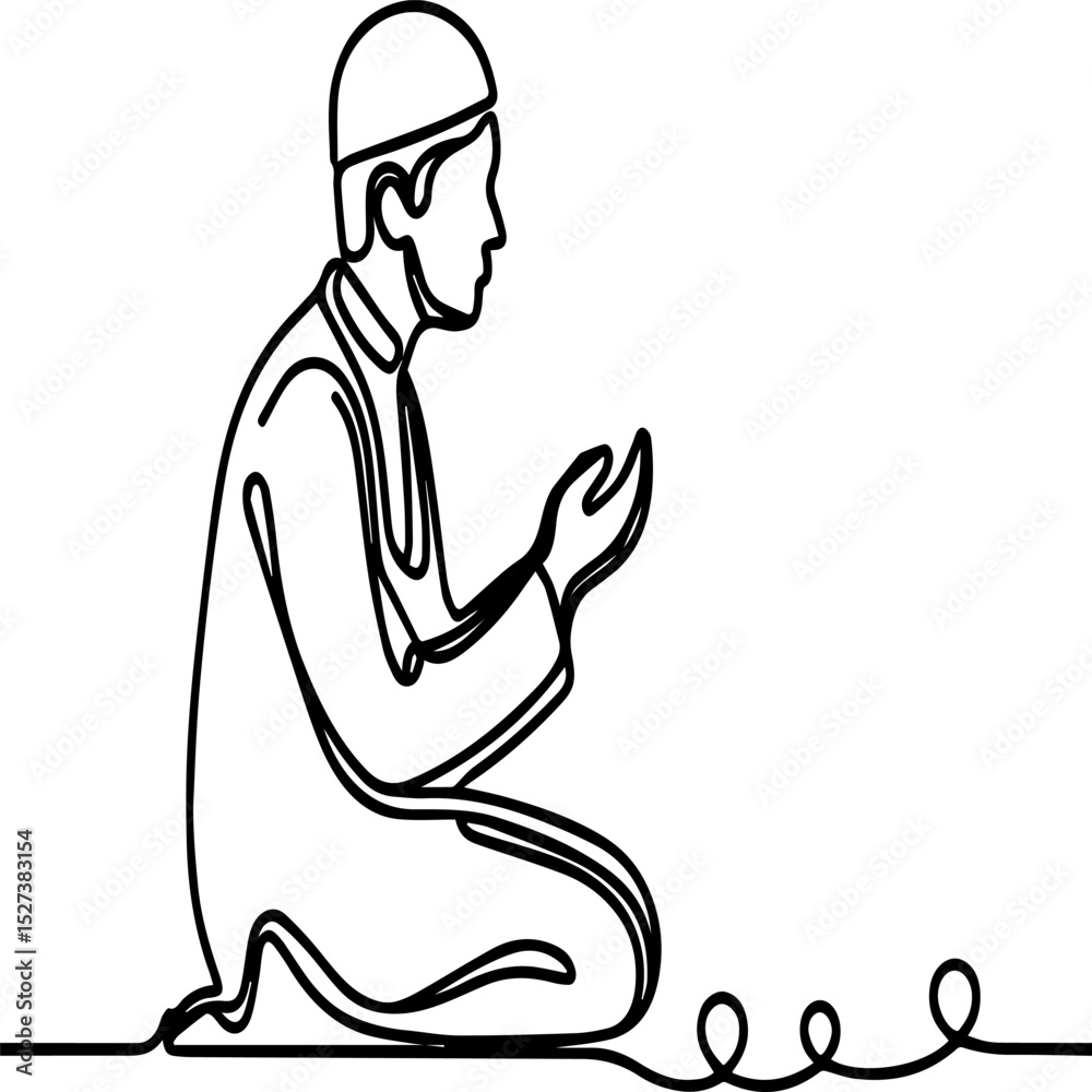 Fototapeta premium A man is kneeling on the ground and praying