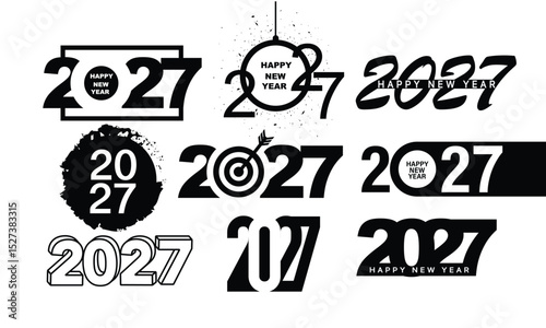 2027 Happy New Year Background Design. Greeting Card, Banner, Poster. Vector Illustration.