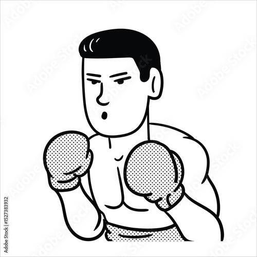 Lineart Boxer Profession Avatar Minimalist Lineart Style