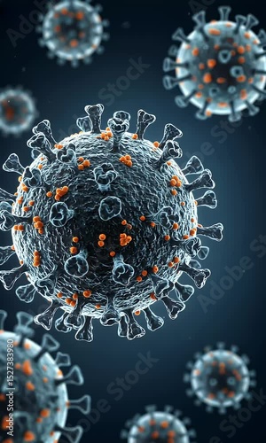 Microscopic 3D Render of Virus Particle