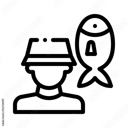 fisherman line icon