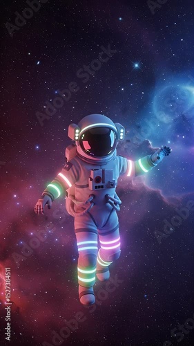 Pixelated Spaceman Neon Background Animation