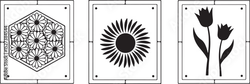 Stylized Petal and Leaf Composition for Laser Art Panels


