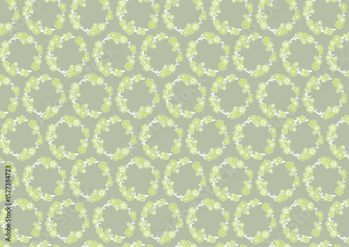 【日本の伝統模様】梅のシームレスパターン（緑系） / Ume – Japanese Traditional plum blossom Pattern (Green Tones)