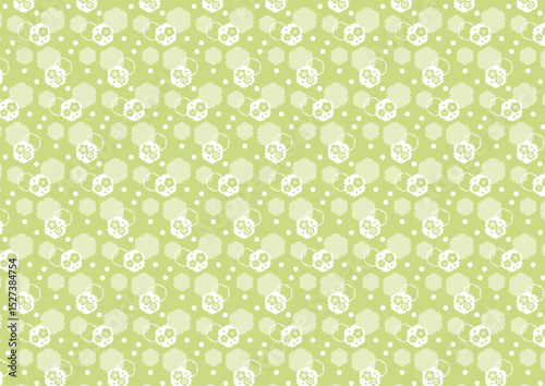 【日本の伝統模様】梅のシームレスパターン（緑系） / Ume – Japanese Traditional plum blossom Pattern (Green Tones)