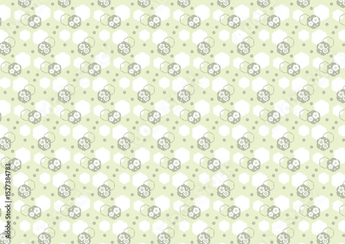 【日本の伝統模様】梅のシームレスパターン（緑系） / Ume – Japanese Traditional plum blossom Pattern (Green Tones)