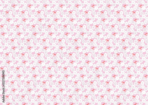 【日本の伝統模様】梅のシームレスパターン（赤系） / Ume – Japanese Traditional plum blossom Pattern (Red Tones)
