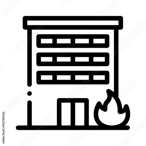 burning building line icon