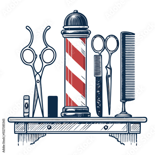 Design a bold, vector illustration of a vintage barber's straight razor, showcasing strong lines and a distressed, antique aesthetic.