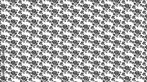 black and white seamless pattern of rose