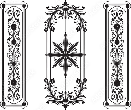 Artistic Bloom and Scroll Pattern for Wall Art

