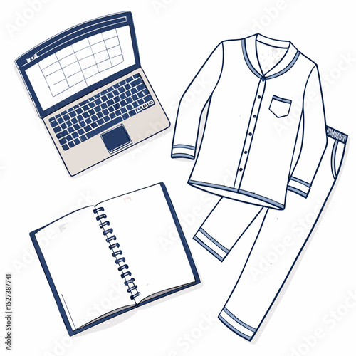 Create a bold, vector illustration of pajama sleeves, emphasizing thick outlines and strong contrast.  Include cuffs and consider different sleeve styles.