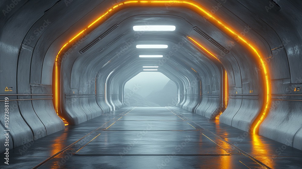 Obraz premium futuristic corridor with glowing edges and sleek design creates captivating atmosphere