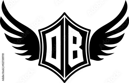 OB logo emblem with winged and shield template