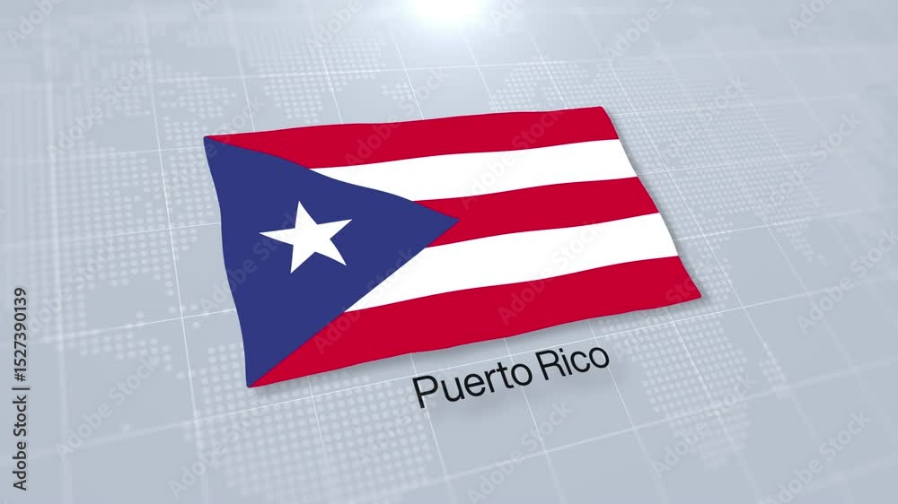 Puerto Rico Adobe Puerto Rico Flag Animation Displayed on a Clean White Background ...