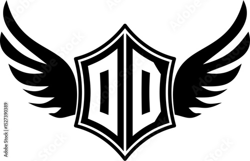 OD logo emblem with winged and shield template