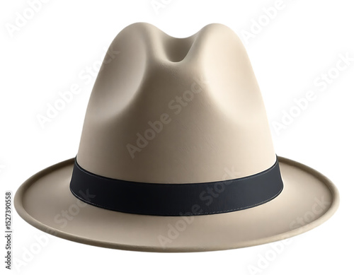 Elegant Beige Fedora Hat with Black Band