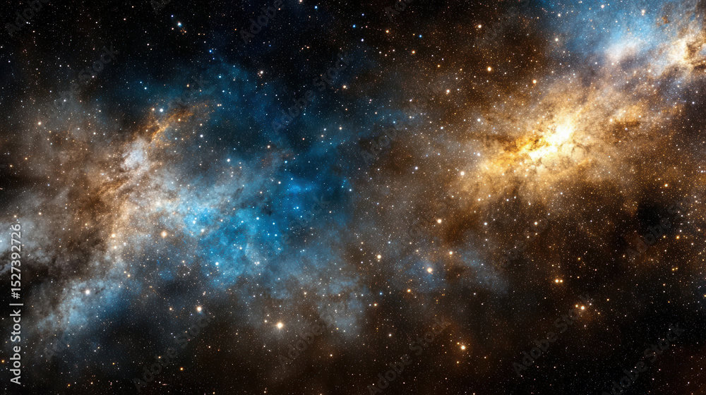 Naklejka premium Vibrant nebula galaxy with bright stars and cosmic clouds, showcasing beauty of space