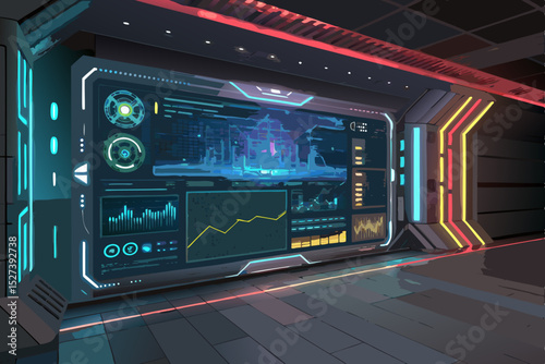 Generate a futuristic HUD interface border featuring layered digital elements; glowing blue and green lines, subtle geometric patterns, and a sense of depth.