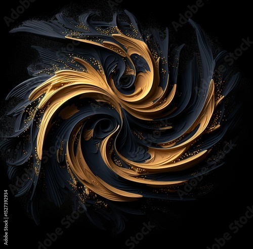Wallpaper Mural A swirling, abstract design featuring dark blue and gold elements, creating a dynamic and intricate pattern reminiscent of a vortex or spiral. Torontodigital.ca