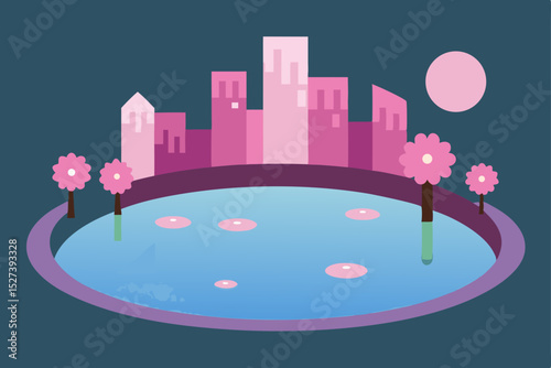 Vector illustration of city buildings and urban skyline design with a business skyscraper