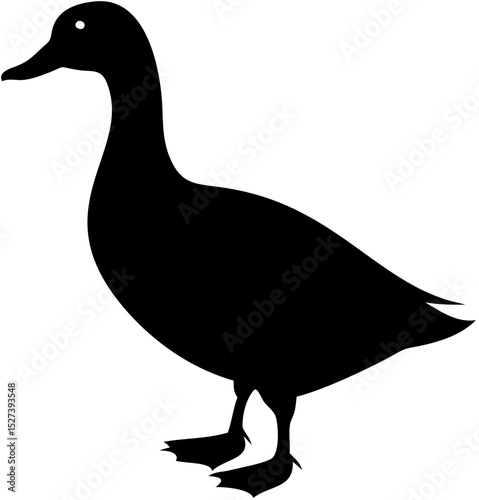Black duck silhouette isolated on white background vector illustration