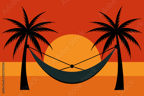 Serene Sunset Hammock Scene Tropical Relaxation and Peaceful Escape