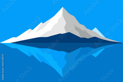 Majestic Mountain Peak Reflection A Serene Landscape Illustration
