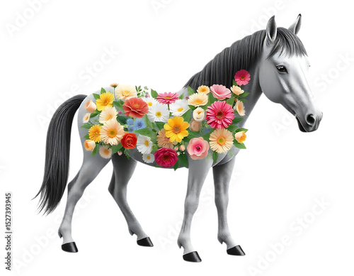 Floral Horse with Colorful Blooms