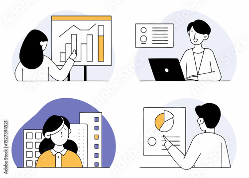 business illustration and benefits in increasing results and charts and graphs