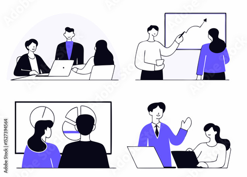 business illustration and benefits in increasing results and charts and graphs