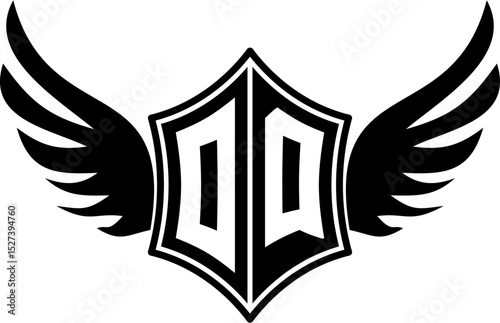 OQ logo emblem with winged and shield template