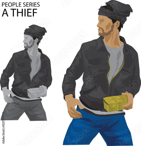 illustration vector of man has become a. thief