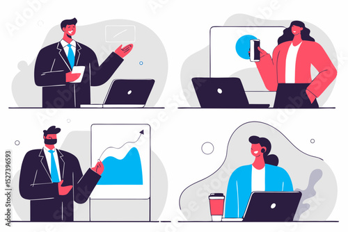 business illustration and benefits in increasing results and charts and graphs