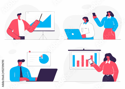 business illustration and benefits in increasing results and charts and graphs