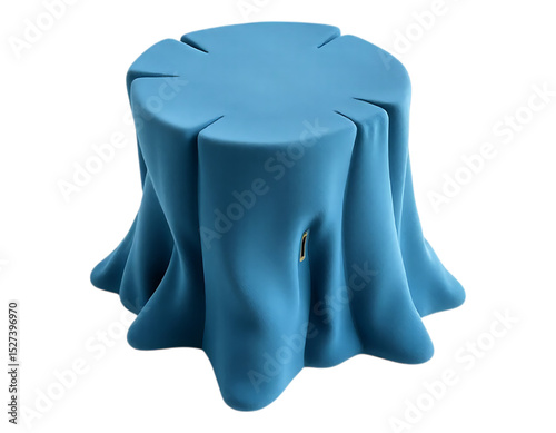 Blue Fabric-Draped Stage for Product Display