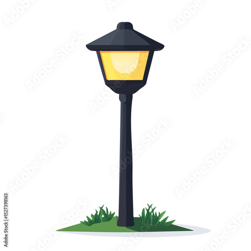 Solar Garden Lights illustration vector 2D flat, isolated on a white background.