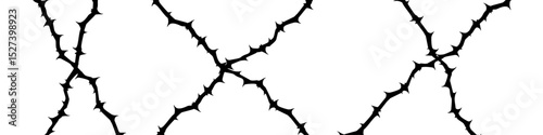 Silhouette thorn branch vector for striking, minimalist depictions of thorny branches. It's ideal for conveying concepts of danger, nature, or a defensive aesthetic in dark or edgy designs.