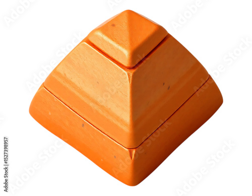 Orange Wooden Pyramid Box with Lid