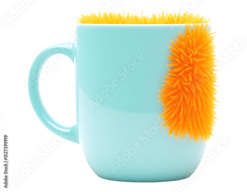 Blue Mug with Orange Fur