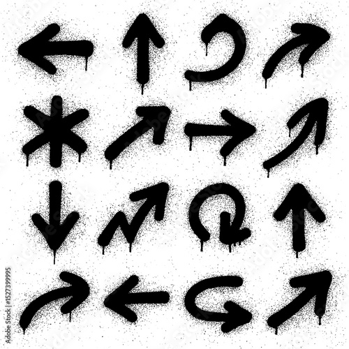 Ταπετσαρία Graffiti Spray Paint Arrows Set – Grunge Directional Icons with Urban Street Sty