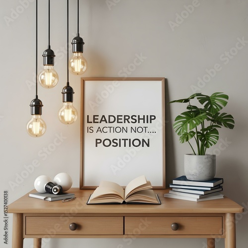 Leadership is Action, Not Position Inspiring Quote on a Gray Wall