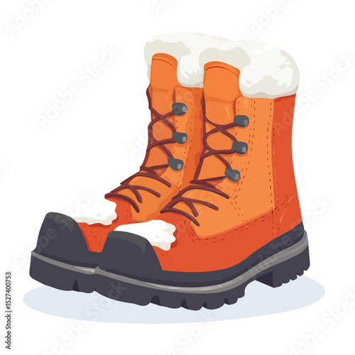 Snow Boots 2D flat vector illustration, isolated on a white background.