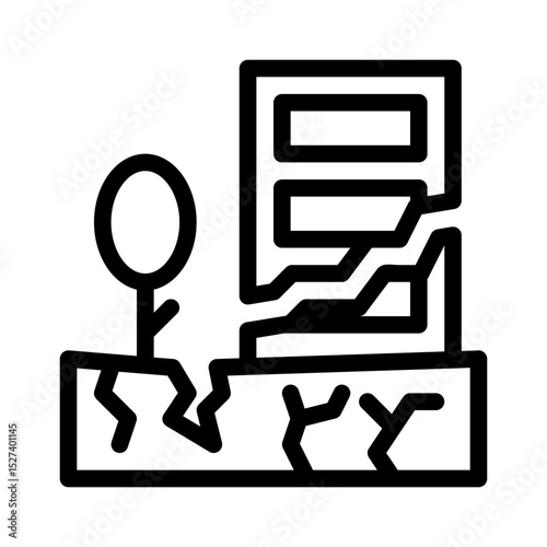 building collapse line icon