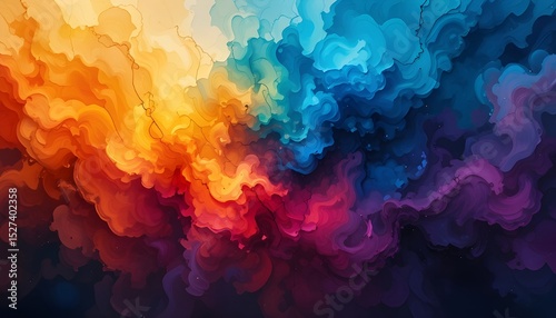 Vibrant Abstract Watercolor Background with Colorful Brush Strokes for Graphic Design Use