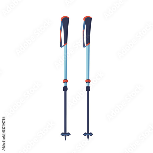 2D flat Ski Poles vector illustration, isolated on a white background.